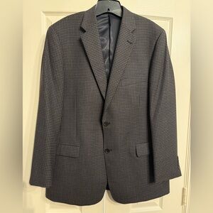 Turnbury Grey Mini Check 100% Wool Blazer 44R NWOT